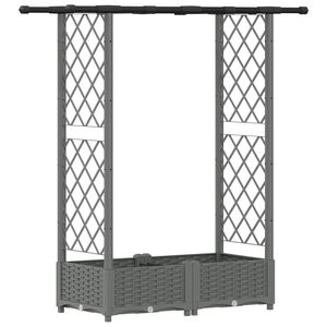 vidaXL Verhoogd Bed met Trellis en Dak Lichtgrijs 122,5 x 40 x 121 cm