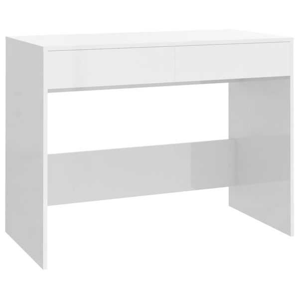 vidaXL Bureau 101x50x76,5 cm spaanplaat hoogglans wit