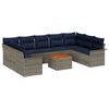 vidaXL Tuinbankenset 10 pcs Grijs en Marineblauw poly rattan