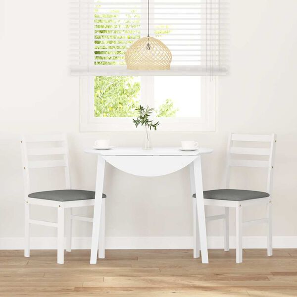 vidaXL Eetkamerstoelen met kussens 2 st massief hout rubber wit