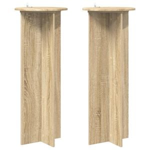 vidaXL Plantenstandaard 2 pcs Sonoma Eiken &Oslash;40 x 100 cm Bewerkt hout