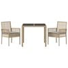 vidaXL Tuin eettafelset 3 pcs Beige poly rattan