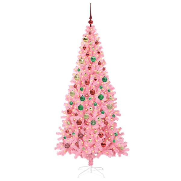 vidaXL Kerstboom met 300 LED met standaard Roze 180 cm PVC