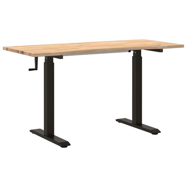 vidaXL Bureau Zwart en natuurlijk 140 x 60 cm Massief Eikenhout