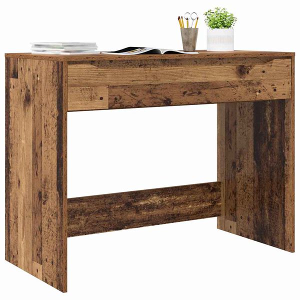vidaXL Bureau met lade Oud Hout 100 x 50 x 78 cm Bewerkt hout