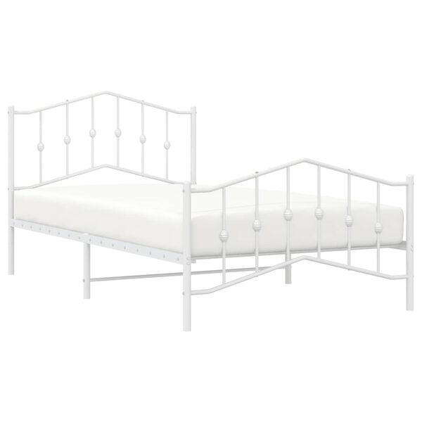 vidaXL Bedframe met hoofd- en voeteneinde metaal wit 100x200 cm