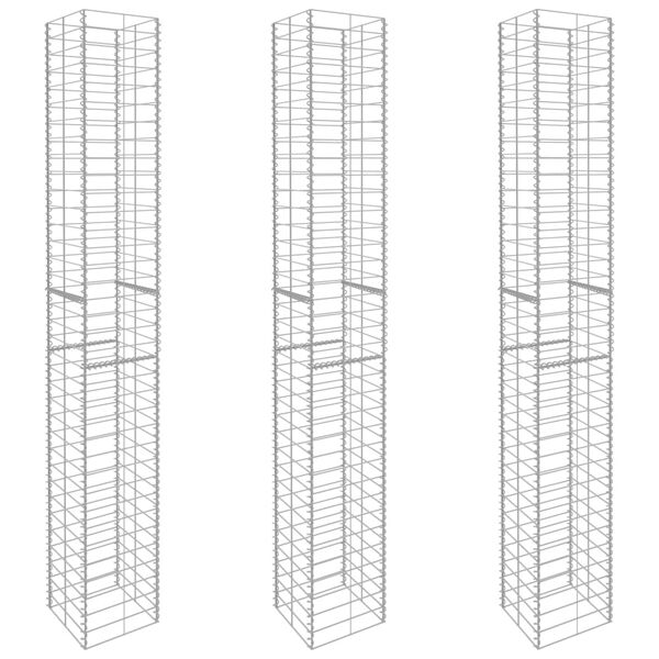 vidaXL Schanskorven 3 st 25x25x197 cm gegalvaniseerd staal