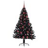 vidaXL Kunstmatig Voorverlicht Kerstboom met 150 LED Zwart 150 cm PVC