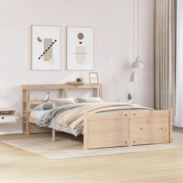 vidaXL Bedframe met hoofdbord massief grenenhout 120x190 cm