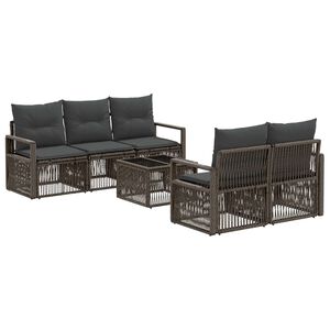 vidaXL Tuinbankenset 6 st Grijs poly rattan