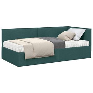 vidaXL Hoekbedframe met Matras met hoofdeinde 2 pcs Groen Fluweel