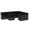 vidaXL 10-delige Loungeset met kussens poly rattan zwart