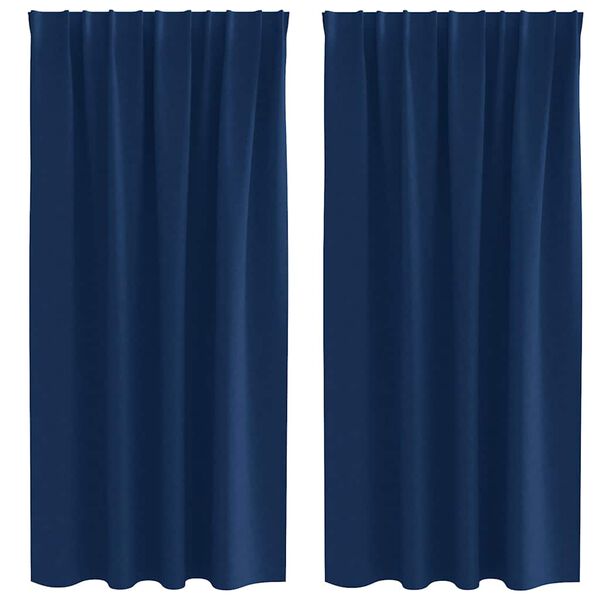 vidaXL Zwart-out Gordijnen met Ringen 2 pcs Donkerblauw 175 x 140 cm