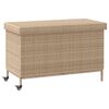 vidaXL Tuinbox met wielen 110x55x73 cm poly rattan gemengd beige