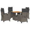 vidaXL 5-delige Tuinset met kussens poly rattan grijs