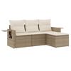vidaXL 4-delige Loungeset met kussens poly rattan beige
