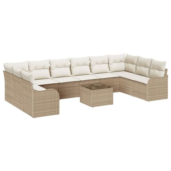 vidaXL Tuin Sofa Set 11 pcs Beige poly rattan