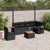 vidaXL 7-delige Loungeset met kussens poly rattan zwart