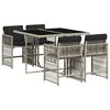vidaXL 5-delige Tuinset met kussens poly rattan lichtgrijs