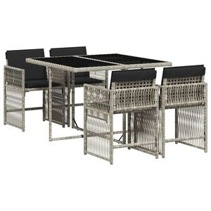 vidaXL 5-delige Tuinset met kussens poly rattan lichtgrijs