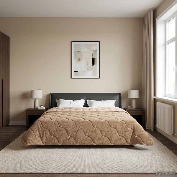 vidaXL Zomer Dekbed Taupe 220 x 260 cm Microfiber en Teddy fleece