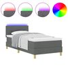 vidaXL LED Box Spring Bed met matras Donkergrijs 80 x 200 cm Stof