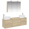 vidaXL Badkamermeubelset 4 pcs Sonoma Eiken Bewerkt hout en glas