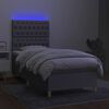 vidaXL Boxspring met matras en LED stof lichtgrijs 90x190 cm