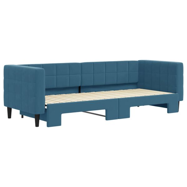 vidaXL Slaapbank met onderschuifbed 80x200 cm fluweel blauw