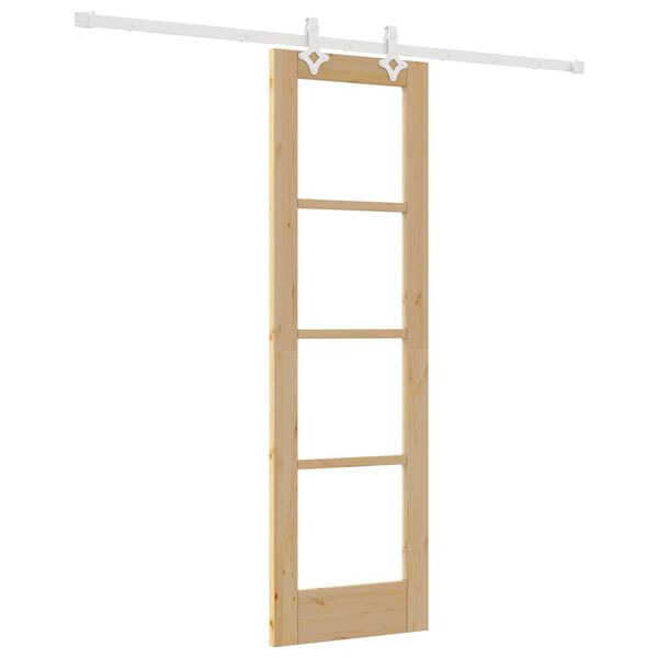 vidaXL Schuifdeur Naturel 61 x 198,5 cm Massief grenenhout en glas