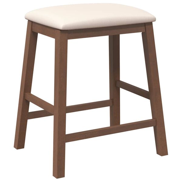 vidaXL Barstoelen met kussens 2 st massief hout rubber bruin