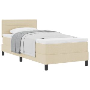vidaXL Boxspringbed met matras met hoofdeinde Cr&egrave;me 100 x 200 cm Stof