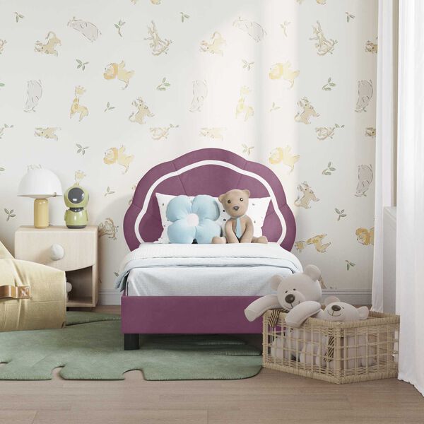 vidaXL Peuterbedframe met hoofdbord Paars 70 x 140 cm Fluweel