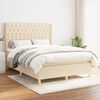 vidaXL Boxspring met matras stof cr&egrave;mekleurig 140x190 cm
