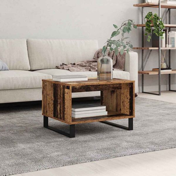 vidaXL Salontafel Oud hout 60 x 50 x 40 cm Bewerkt hout