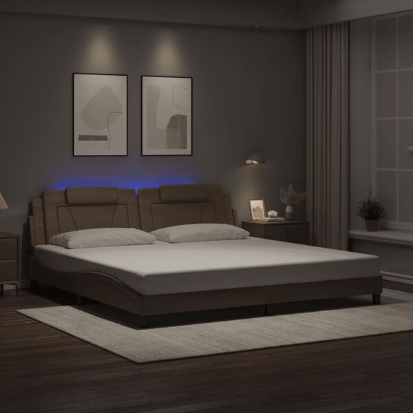 vidaXL Bedframe "Viana" met LED zonder matras cappuccino 200x200 cm