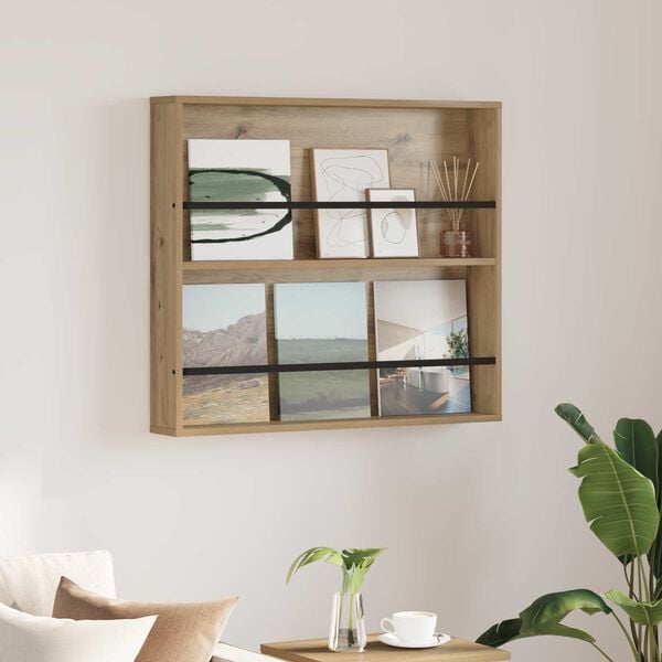 vidaXL Tijdschrift Rek Artisan Eiken 80 x 12 x 70 cm Bewerkt hout