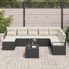 vidaXL Bankstel met kussen 9 pcs Zwart poly rattan