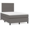 vidaXL Boxspring met matras en LED kunstleer grijs 120x190 cm
