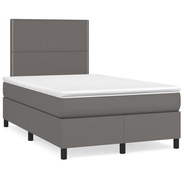 vidaXL Boxspring met matras en LED kunstleer grijs 120x190 cm
