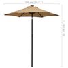 vidaXL Parasol met LED-verlichting 200x211 cm aluminium taupe