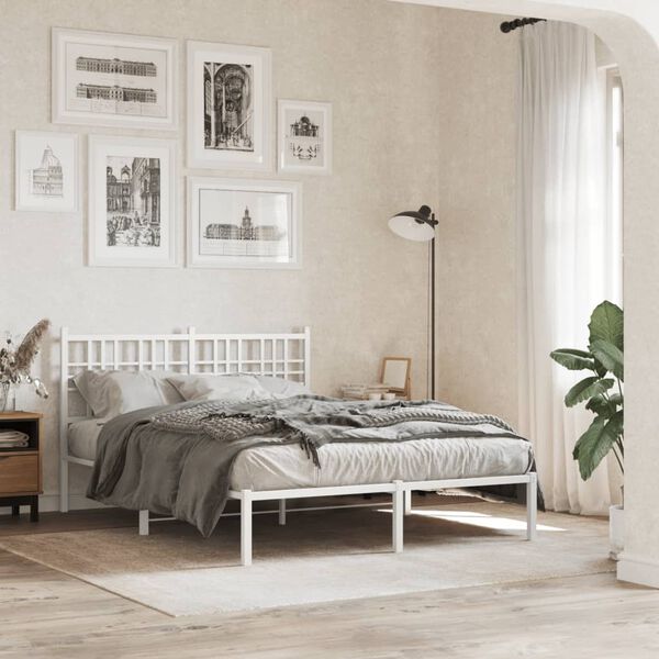 vidaXL Bedframe met hoofdbord metaal wit 120x190 cm