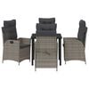 vidaXL Tuin eettafelset met kussen 5 pcs Grijs poly rattan