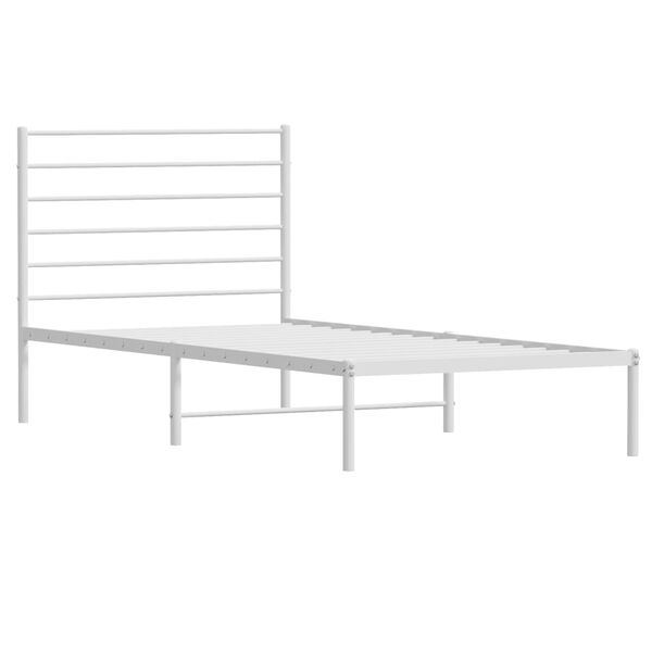 vidaXL Bedframe met hoofdbord metaal wit 107x203 cm