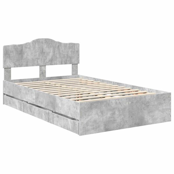 vidaXL Bedframe met lade Beton Grijs 120 x 190 cm Ingenieurshout