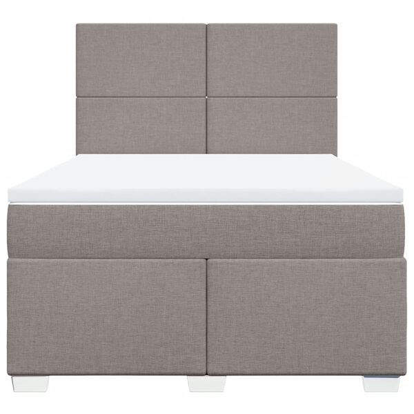 vidaXL Boxspring met matras stof taupe 140x190 cm