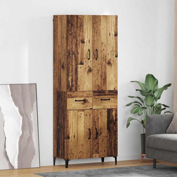 vidaXL Highboard met lade Oud Hout 69,5 x 34 x 180 cm Bewerkt hout