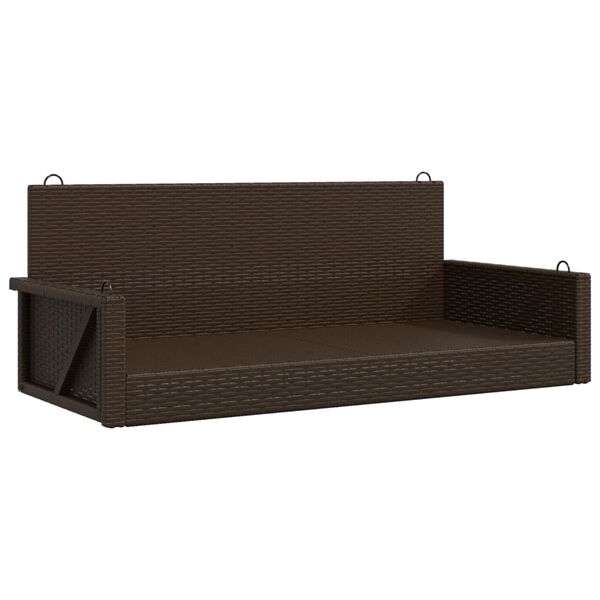 vidaXL Schommelbank 119x56x48 cm poly rattan bruin