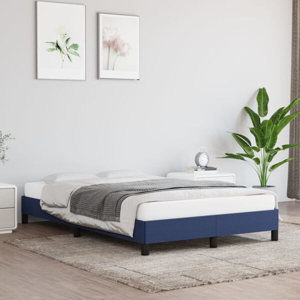 vidaXL Bedframe zonder matras 120x190 cm stof blauw