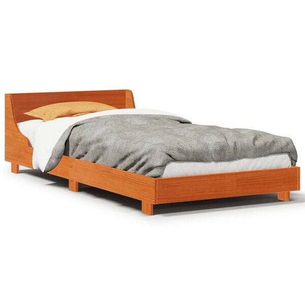 vidaXL Bedframe zonder matras massief grenenhout wasbruin 75x190 cm